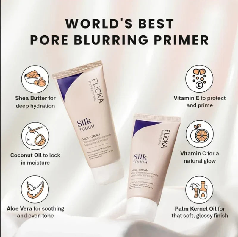 Flicka Silk Touch - 3 in 1 Moisturizer, Primer & Sunscreen for Face