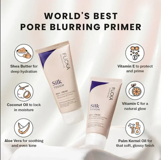 Flicka Silk Touch - 3 in 1 Moisturizer, Primer & Sunscreen for Face