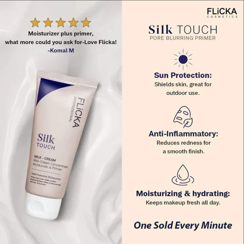 Flicka Silk Touch - 3 in 1 Moisturizer, Primer & Sunscreen for Face